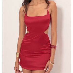 Red satin dress